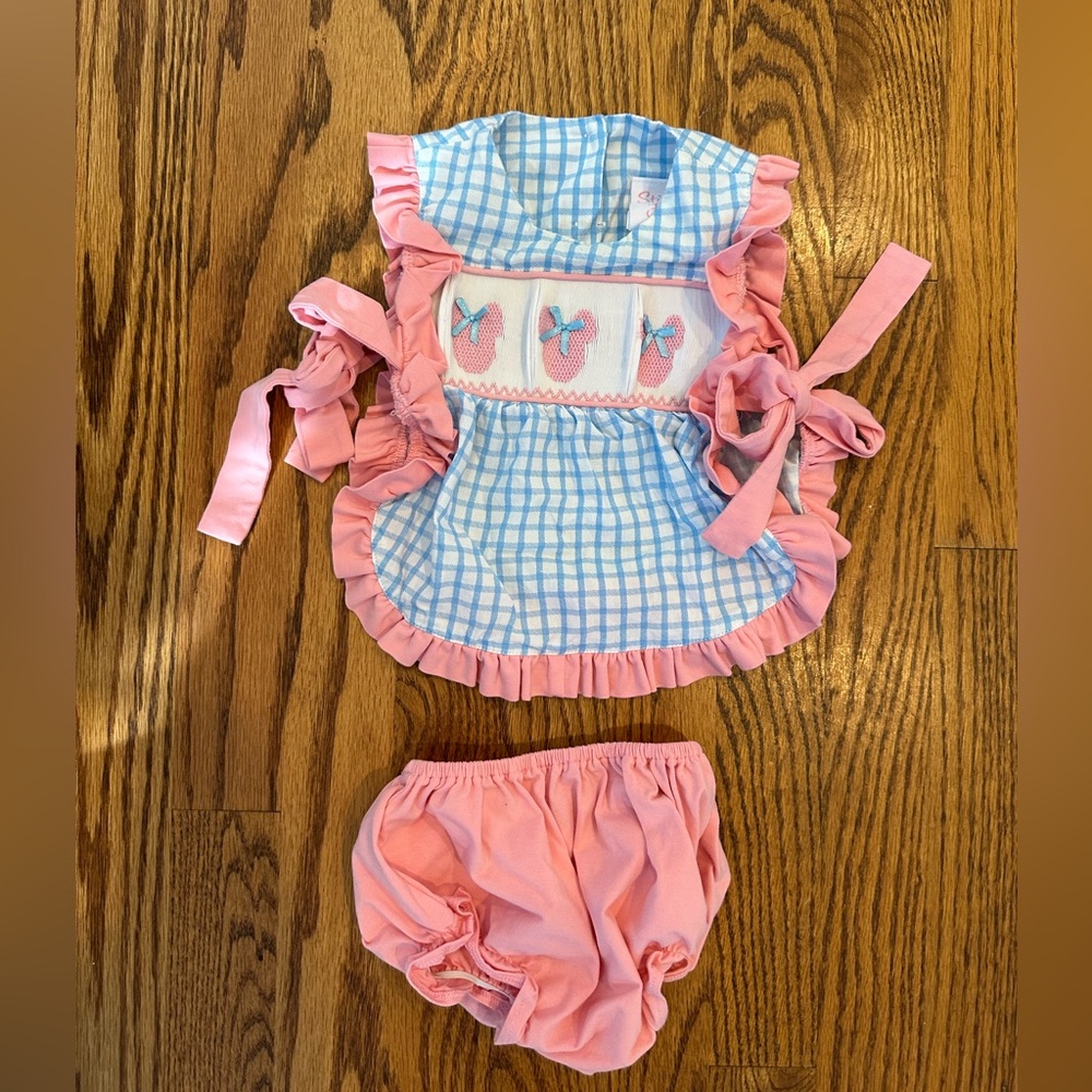 Stitchy Fish Minnie Gingham Set 3M